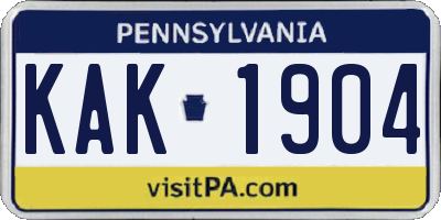 PA license plate KAK1904