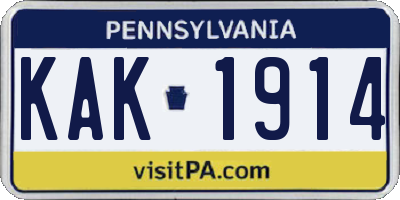 PA license plate KAK1914