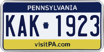 PA license plate KAK1923