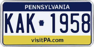 PA license plate KAK1958
