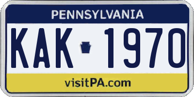 PA license plate KAK1970