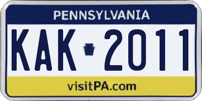 PA license plate KAK2011