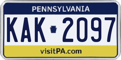 PA license plate KAK2097