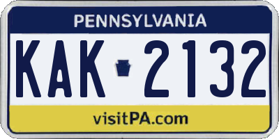 PA license plate KAK2132