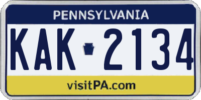 PA license plate KAK2134