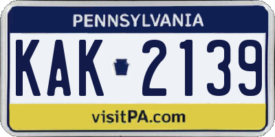 PA license plate KAK2139