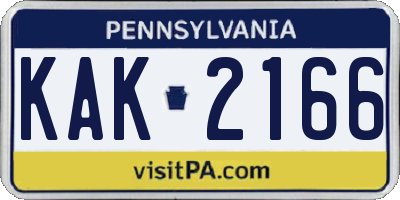 PA license plate KAK2166