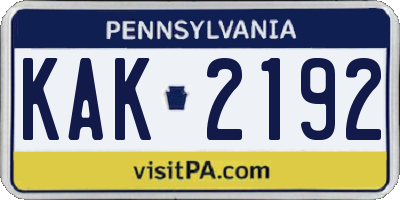 PA license plate KAK2192