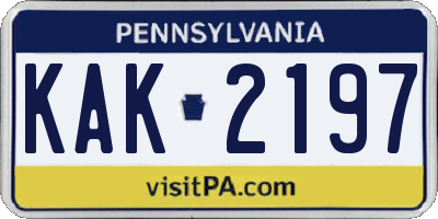 PA license plate KAK2197