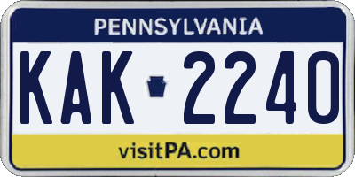 PA license plate KAK2240