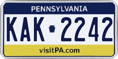 PA license plate KAK2242