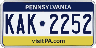 PA license plate KAK2252