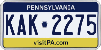 PA license plate KAK2275