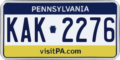 PA license plate KAK2276