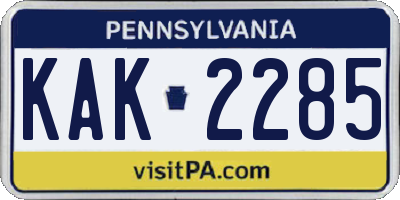 PA license plate KAK2285