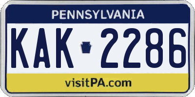 PA license plate KAK2286