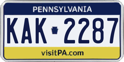 PA license plate KAK2287