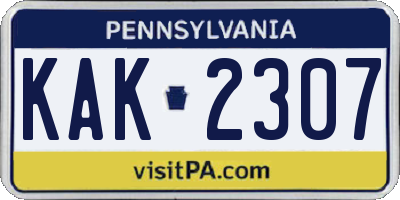 PA license plate KAK2307