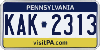 PA license plate KAK2313