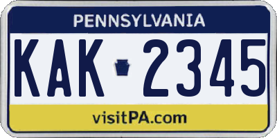 PA license plate KAK2345