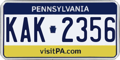 PA license plate KAK2356