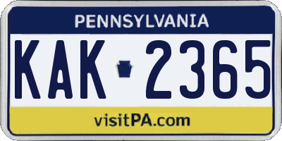 PA license plate KAK2365