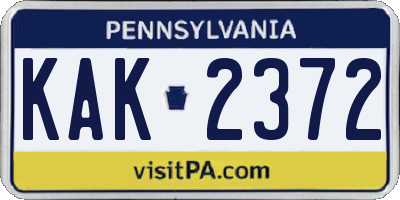 PA license plate KAK2372