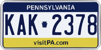 PA license plate KAK2378