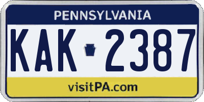 PA license plate KAK2387