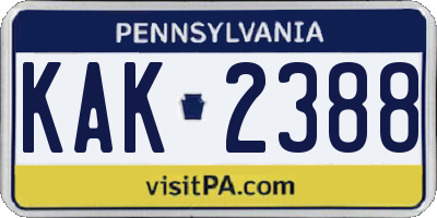 PA license plate KAK2388
