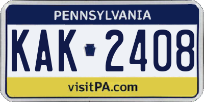 PA license plate KAK2408