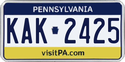 PA license plate KAK2425