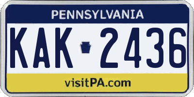 PA license plate KAK2436