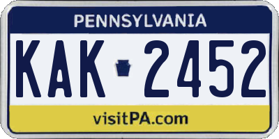 PA license plate KAK2452