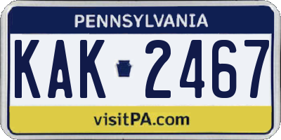 PA license plate KAK2467