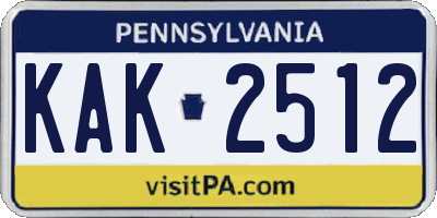 PA license plate KAK2512