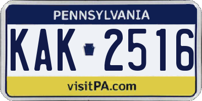 PA license plate KAK2516