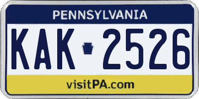 PA license plate KAK2526
