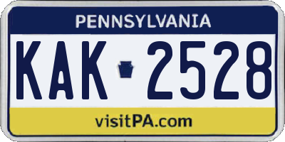 PA license plate KAK2528
