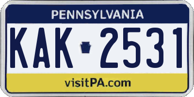 PA license plate KAK2531