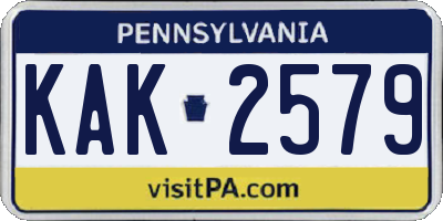 PA license plate KAK2579