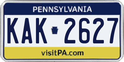 PA license plate KAK2627