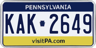 PA license plate KAK2649