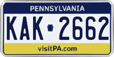 PA license plate KAK2662