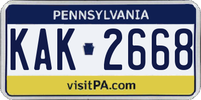 PA license plate KAK2668