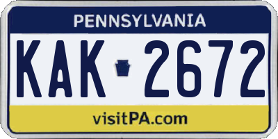 PA license plate KAK2672