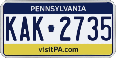 PA license plate KAK2735