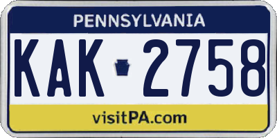 PA license plate KAK2758