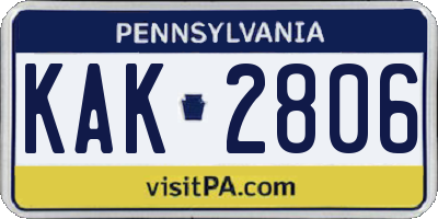 PA license plate KAK2806