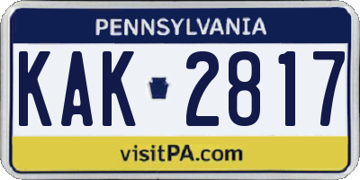 PA license plate KAK2817